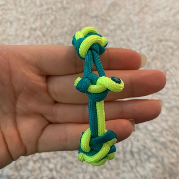 Turquoise and Neon Yellow DNA Helix Paracord Bracelet - Picture 6 of 17